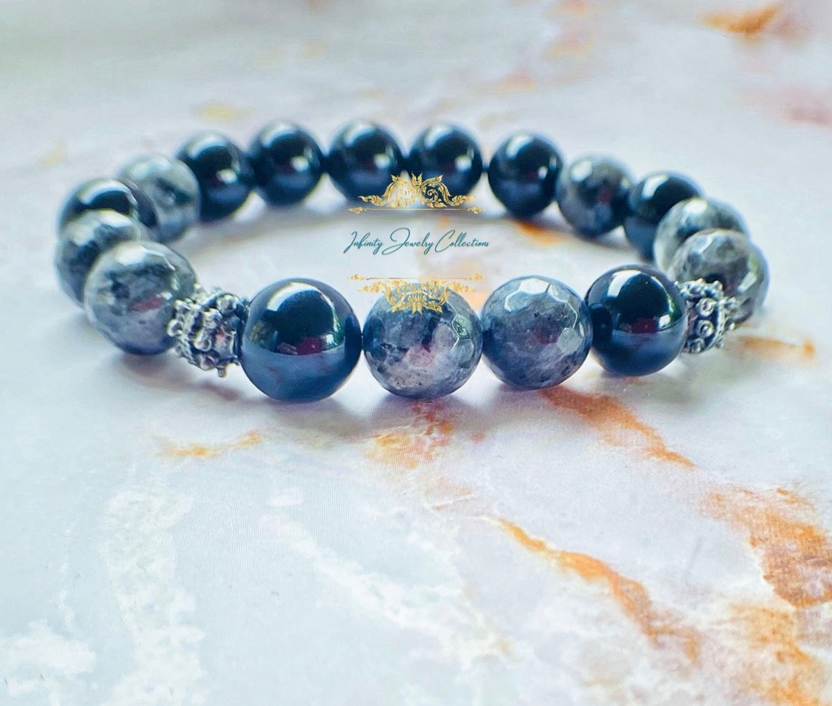 Black Labradorite Stone beaded Bracelet